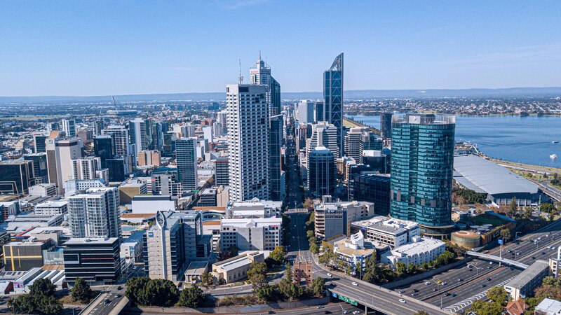 The view down St Georges Terrace, Western Perth