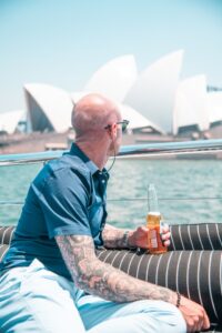 Drinking beside the Sydney Opera Hous