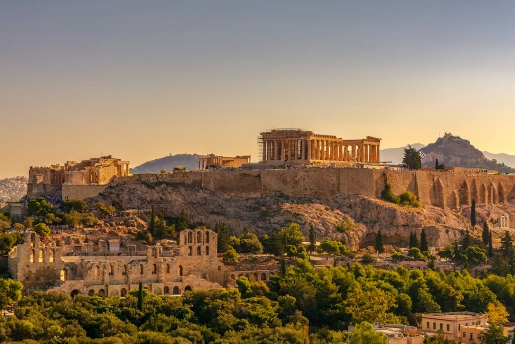 Athens skyline and the Acropolis viewed from Filopappou Hill