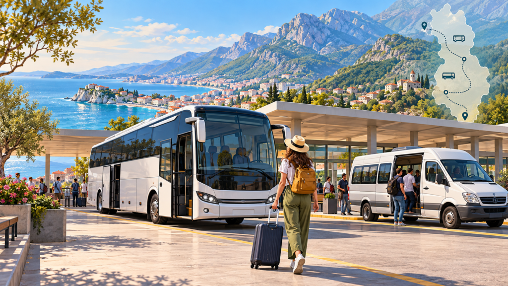 Illustrated guide to buses, furgons and transfers in Albania